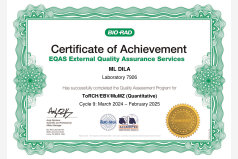 Сертифікат участі в програмі зовнішньої оцінки якості EQAS (TORCH EBV кількісний) 2025